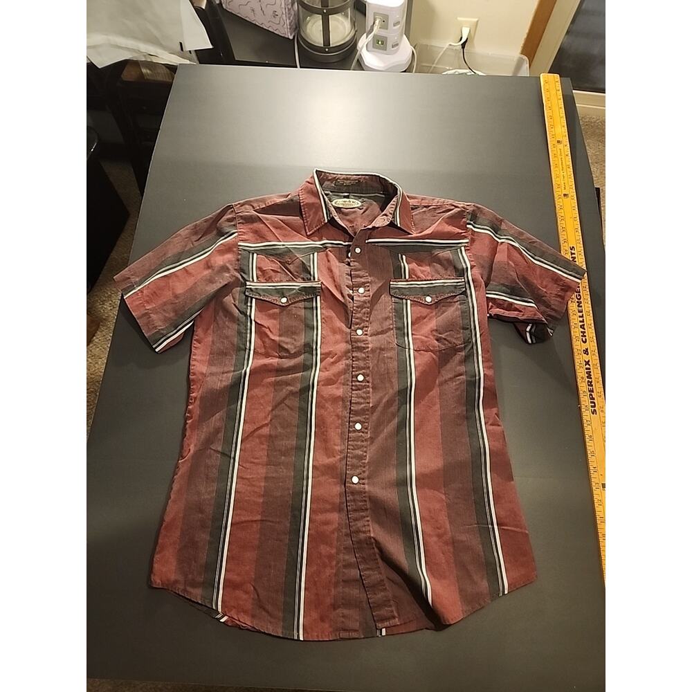 Canyon Guide Outfitters Mens Plaid Pearl Snap Shirt Size L Short Sleeve Western